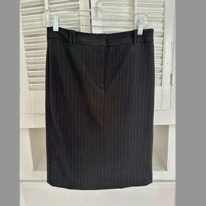BCBG MaxAzria Black Wool Pencil Skirt with Caramel Pinstripes - Size 2